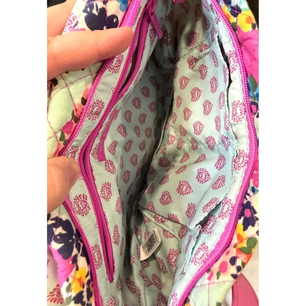 Vera Bradley Floral‎ Quilted Crossbody Bag Pink Trim 22810-179 Multi Color